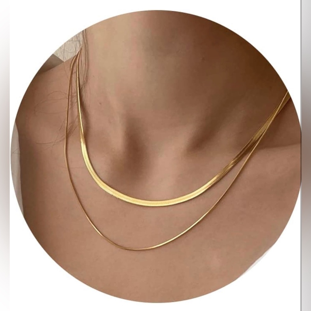 NWT 14K Gold/Silver Plated Snake Chain Necklace Herringbone Necklace